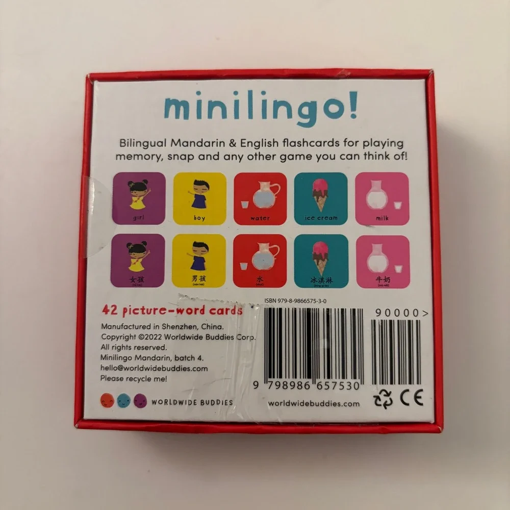 Worldwide Buddies Minilingo Bilingual Mandarin English Memory Game 42 Flashcards